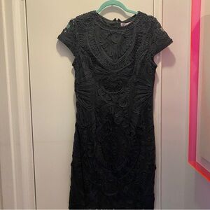 JS Collections Embroidered Charcoal Grey Cocktail Dress Size 10